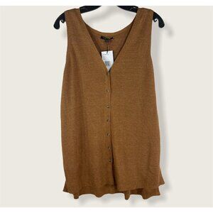 Lafayette 148 Sweater Vest Linen Blend Spice Gold Women’s Size Large NWT $328